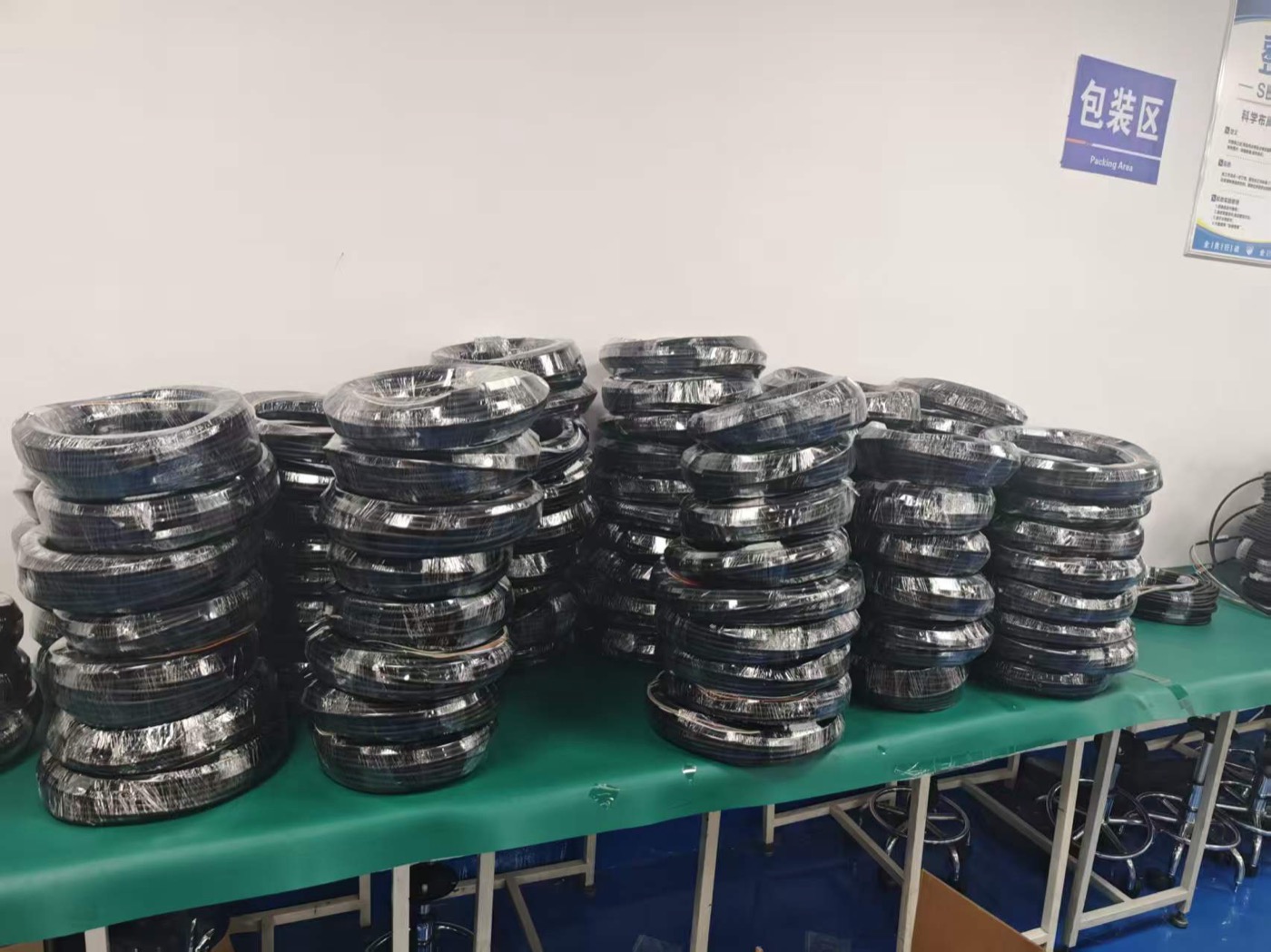 packed fiber cable coils for shipment confirmation