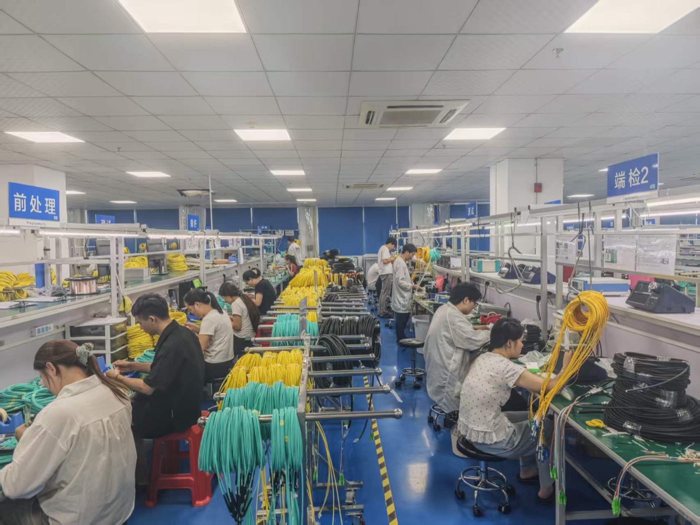 fiber optic cable assembly workshop and patch cord production line